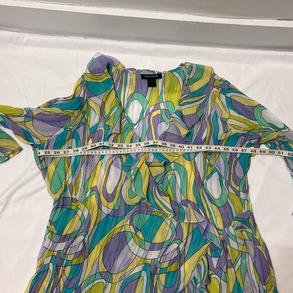 ASHLEY STEWART WOMEN’S SWIRL,PRINTED,PLEATED,WRAPPED,CHIFFON TOP. SIZE-16 - Picture 4 of 12